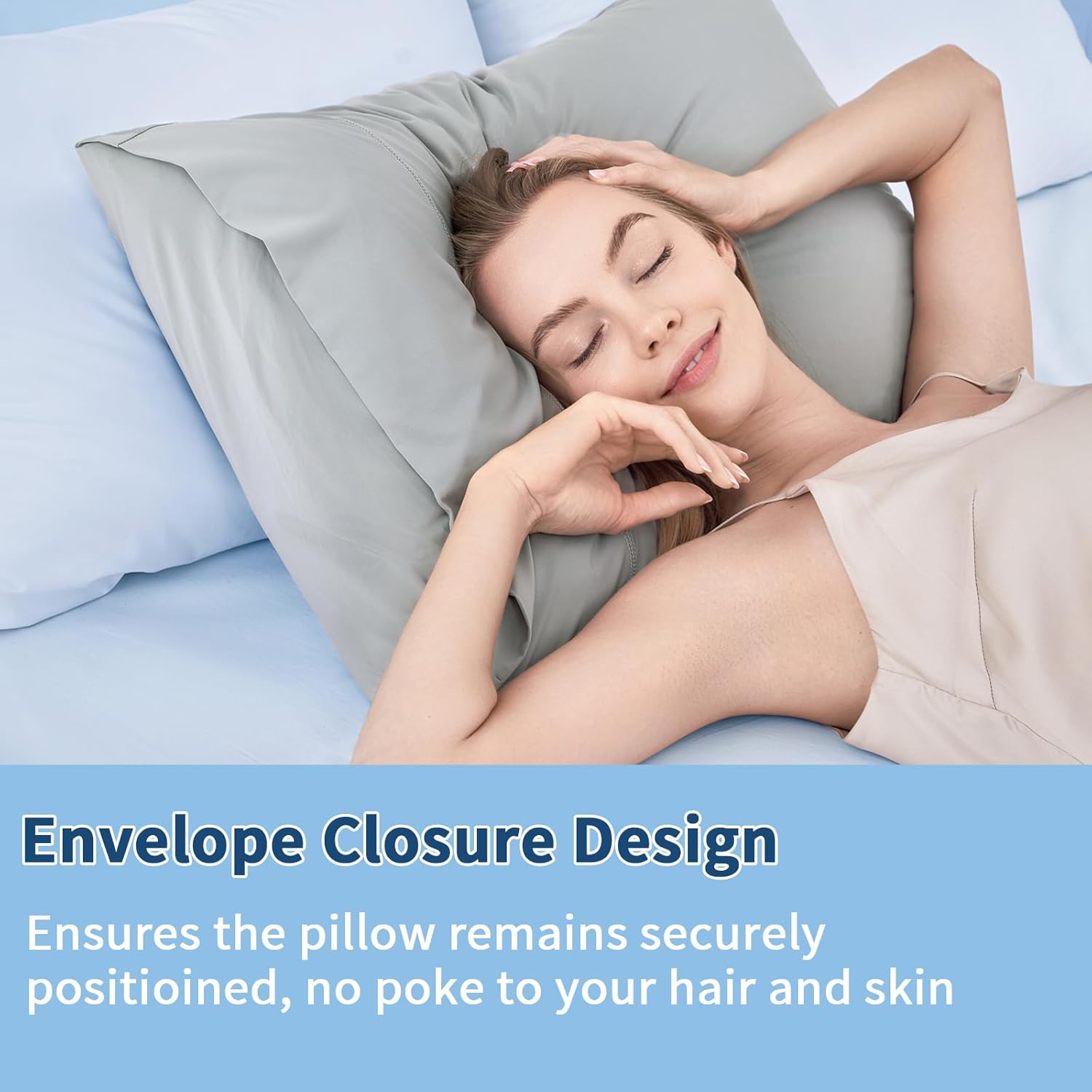 QUTOOL Cooling Pillow Cases for Hot Sleepers&Night Sweats, Ice Cool Pillowcases King Size Set of 2 for Hair Skin, Soft and Silky Luxury Cover with Envelope Closure, Wrinkle-Free, Gray, 20x36